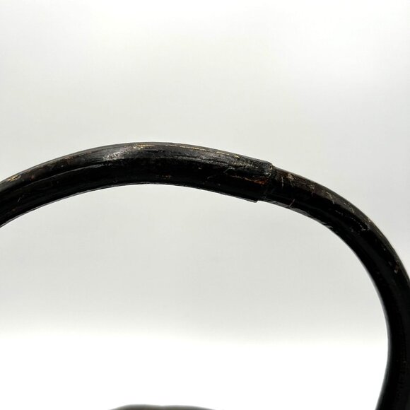 Moody VTG Woven Wicker Dark Brown Rattan Basket Sturdy Bamboo Handle Primitive - Picture 8 of 9